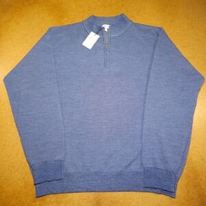Peter Millar Breaker Birdseye Sweater Mens XXL OCEBL 1/4 Zip 100% Merino Wool